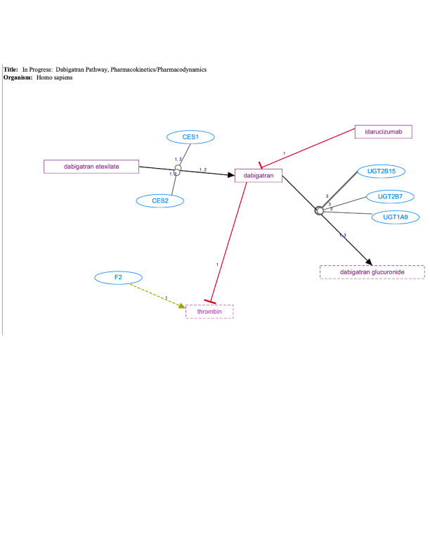 In Progress:  Dabigatran Pathway, Pharmacokinetics/Pharmacodynamics diagram