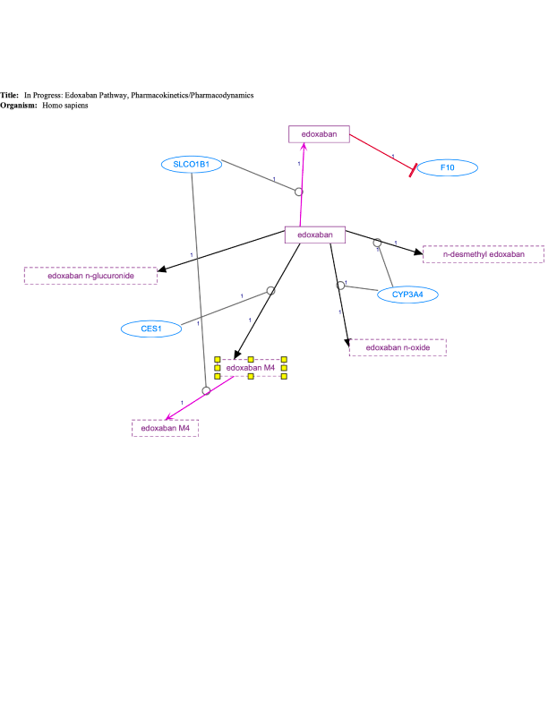 In Progress: Edoxaban Pathway, Pharmacokinetics/Pharmacodynamics diagram